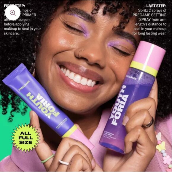 Youth Foria PreGame Bundle Primer & Setting Spray Set Full Size New in Box - Picture 2 of 8